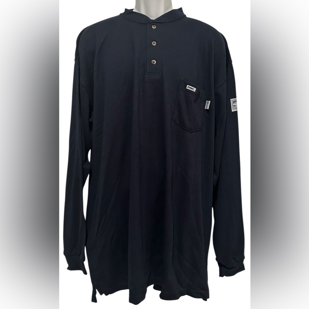 Tyndale Men‎ Henley Shirt FR Flame Resistant Navy Blue Work USA NEW 2XL LONG